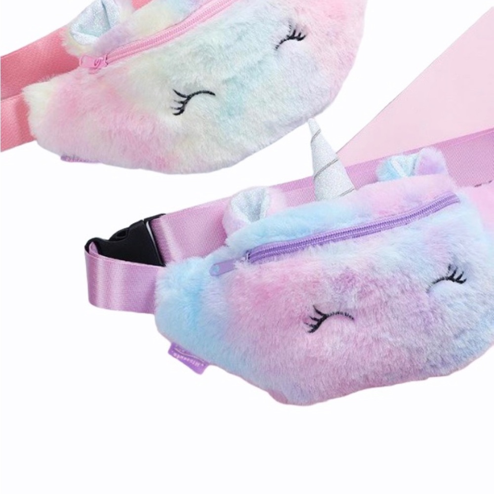 Unicorn Plush Fanny Pack for Kids - Pink and Blue
